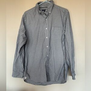 Cremieux long sleeve button down, checkered black and white, L